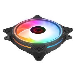 Rampage GLARE F50 38CFM 1200RPM 12cm Rainbow 3P+4P Molex Soketli Siyah Kasa Fanı