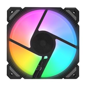 Rampage CROSS F20 38CFM 1200RPM 12cm Rainbow 3P+4P Molex Soketli Siyah Kasa Fanı