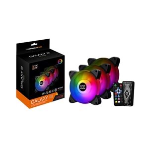 Xigmatek EN45433 GALAXY III ESSENTIAL 3x12cm BX120 ARGB Fan Kontolcü+Kumanda Siyah Kasa Fan Kiti
