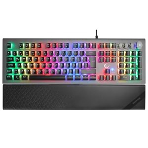 Rampage KB-R101 IMPRESSIVE Gri/Siyah USB RGB Aydınlatmalı İnce Tasarım Red Switch Gaming Oyuncu Klavyesi Outlet