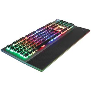 Rampage KB-R101 IMPRESSIVE Gri/Siyah USB RGB Aydınlatmalı İnce Tasarım Red Switch Gaming Oyuncu Klavyesi Outlet