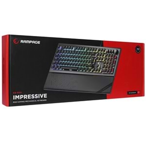 Rampage KB-R101 IMPRESSIVE Gri/Siyah USB RGB Aydınlatmalı İnce Tasarım Red Switch Gaming Oyuncu Klavyesi Outlet