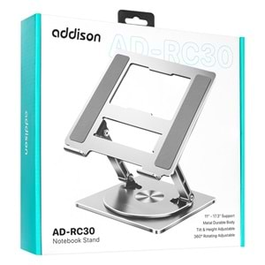 Addison AD-RC30 360 Derece Dönen Ayarlanabilir Katlanabilir Metal Notebook Laptop Yükseltici Stand