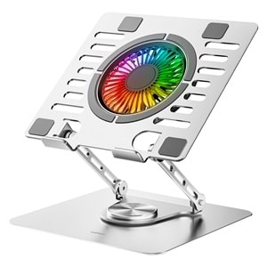 Addison AD-RC35 360 Derece Dönebilen Fanlı RGB Işıklı Ayarlanabilir Metal Laptop Soğutucu Stand