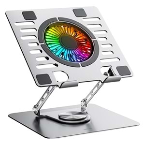 Addison AD-RC35 360 Derece Dönebilen Fanlı RGB Işıklı Ayarlanabilir Metal Laptop Soğutucu Stand