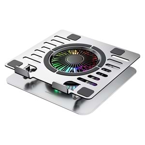 Addison AD-RC35 360 Derece Dönebilen Fanlı RGB Işıklı Ayarlanabilir Metal Laptop Soğutucu Stand