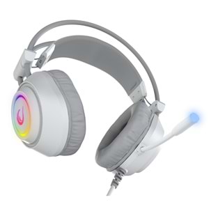 Rampage RM-K19 RAGING PLUS Beyaz USB 7.1 Surround RGB Ledli Gaming Oyuncu Mikrofonlu Kulaklık