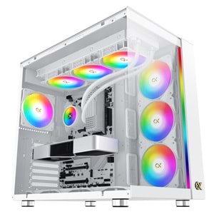 Xigmatek EN41914 AQUA ULTRA AIR ARCTIC Beyaz TYPE-C+2 Yön Temperli Cam 7x12cm ARGB+ ARGB Şeritli E-ATX Gaming Oyuncu Kasası