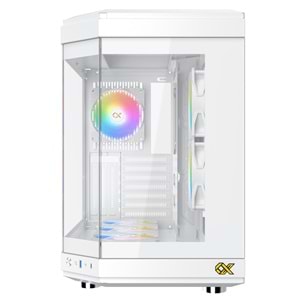 Xigmatek EN41983 CUBI ARCTIC Beyaz E-ATX 6x120mm ARGB Type-C 3 Yön Temperli Cam Gaming Kasa