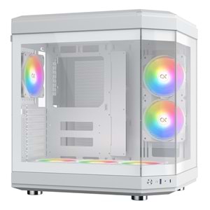 Xigmatek EN41983 CUBI ARCTIC Beyaz E-ATX 6x120mm ARGB Type-C 3 Yön Temperli Cam Gaming Kasa