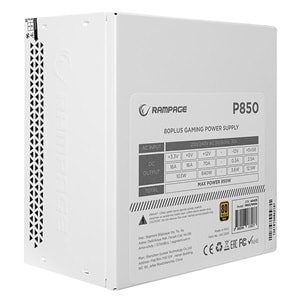 Rampage P850 850W 80+ GOLD APFC 14cm Long Life HDB Fan Beyaz PC Power Supply