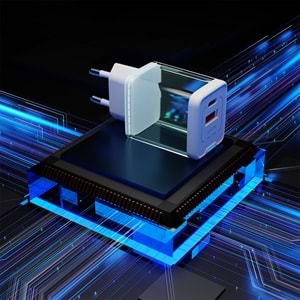 S-link SL-ECG45 Type USB-C 45W PD + 18W USB QC 3.0 GAN Beyaz Hızlı Ev Şarj Adaptörü