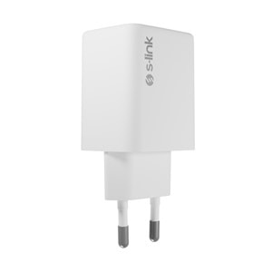 S-link SL-ECG45 Type USB-C 45W PD + 18W USB QC 3.0 GAN Beyaz Hızlı Ev Şarj Adaptörü