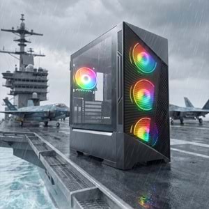 Rampage INSPIRER Mesh 650W 80+ Siyah 4x12cm ARGB Infinity Fan Temperli Camlı Gaming Kasa