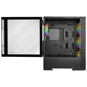 Rampage INSPIRER Mesh 650W 80+ Siyah 4x12cm ARGB Infinity Fan Temperli Camlı Gaming Kasa