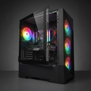 Rampage INSPIRER Mesh 650W 80+ Siyah 4x12cm ARGB Infinity Fan Temperli Camlı Gaming Kasa