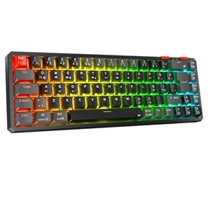 Rampage YORU MINI PRO Siyah/Gri 2.4ghz+BT5.0+Type-C 5 Bağlantı OUTEMU Red Swich Q Kablosuz RGB Mekanik Oyuncu Klavyesi
