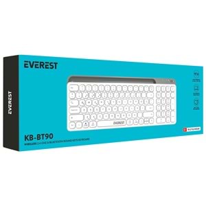 Everest KB-BT90 Beyaz/Gri Bluetooth 2.4G Kablosuz Şarjlı Q Klavye