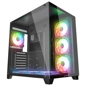 Rampage ARCTURUS Temperli Camlı 750W 80 Plus Bronze Siyah 7*12cm RGB Fan ATX Mid-T Gaming Oyuncu Kasası