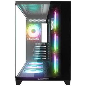 Rampage ARCTURUS Temperli Camlı 750W 80 Plus Bronze Siyah 7*12cm RGB Fan ATX Mid-T Gaming Oyuncu Kasası