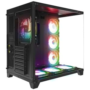 Rampage ARCTURUS Temperli Camlı 750W 80 Plus Bronze Siyah 7*12cm RGB Fan ATX Mid-T Gaming Oyuncu Kasası