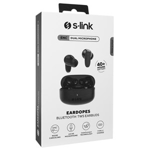 S-Link EARDOPES SL-TWS08 Siyah 4 Mikrofonlu ENC Dual Mic TWS Bluetooth 5.3 Kablosuz Kulaklık 500mAh Type-C