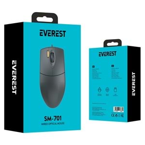 Everest SM-701 Siyah USB Kablolu Optik Mouse 1.8 Metre