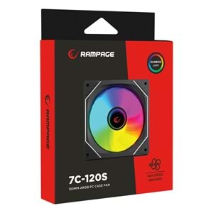 Rampage 7C-120S 120*120*25mm Double Ring Aynalı ARGB Siyah Kasa Fanı