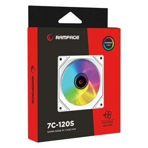 Rampage 7C-120B 120*120*25mm Double Ring Aynalı ARGB Beyaz Kasa Fanı