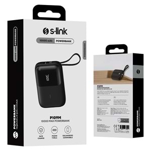 S-link P109M 10000mAh PD20W+QC18W+HSC22.5W Siyah LCD Taşınabilir Pil Şarj Cihazı Powerbank