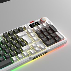 Rampage LOYAL Pro Gri/Beyaz 3 BT + 2.4 IPS Ekranlı Red Switch RGB Mekanik Kablosuz Klavye