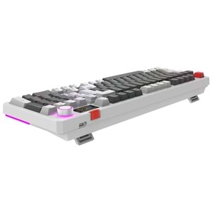 Rampage LOYAL Pro Gri/Beyaz 3 BT + 2.4 IPS Ekranlı Red Switch RGB Mekanik Kablosuz Klavye