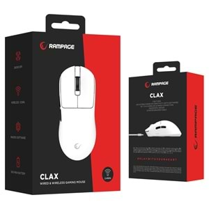 Rampage CLAX 60 Gram Kablosuz Ultra Hafif Beyaz Şarjlı 3311 Sensor 24000 DPI 3311 Sensor Gaming Oyuncu Mouse