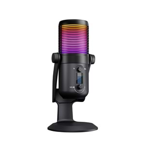 Rampage DİYEZ Siyah RGB Ses Göstergeli USB Masaüstü Oyuncu Mikrofonu
