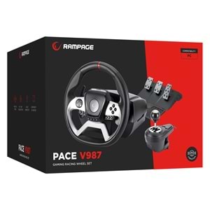 Rampage PACE V987 Force Feedback 3 Pedallı - El Vitesli Pc Uyumlu Gaming Oyuncu Direksiyonu (Outlet)