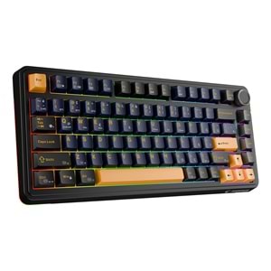 Rampage Quell Siyah Hot Swap 2.4G + Bluetooth Wireless RGB Gasket Oil Switch Türkçe Q PBT Keycaps Mekanik Klavye Outlet