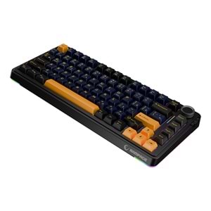 Rampage Quell Siyah Hot Swap 2.4G + Bluetooth Wireless RGB Gasket Oil Switch Türkçe Q PBT Keycaps Mekanik Klavye Outlet