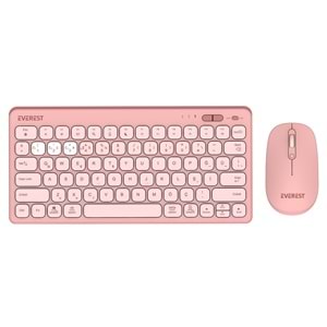 Everest LUMI KM-BT903 Pembe 3in1 3 BT + 2.4 1600dpi Ultra İnce Q 4 Cihaz Bağlantılı Scissors Kablosuz Klavye + Mouse Set