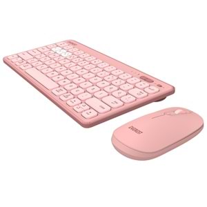 Everest LUMI KM-BT903 Pembe 3in1 3 BT + 2.4 1600dpi Ultra İnce Q 4 Cihaz Bağlantılı Scissors Kablosuz Klavye + Mouse Set