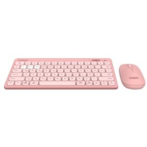 Everest LUMI KM-BT903 Pembe 3in1 3 BT + 2.4 1600dpi Ultra İnce Q 4 Cihaz Bağlantılı Scissors Kablosuz Klavye + Mouse Set