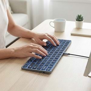 S-Link SW-K801 Siyah USB 8 in 1 USB Q Klavye 2*USB, HDMI, TYPE-C, AUX, TF ve SD Okuyuculu HUB Klavye