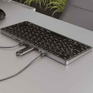 S-Link SW-K801 Siyah USB 8 in 1 USB Q Klavye 2*USB, HDMI, TYPE-C, AUX, TF ve SD Okuyuculu HUB Klavye