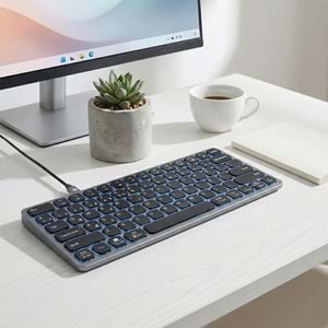 S-Link SW-K801 Siyah USB 8 in 1 USB Q Klavye 2*USB, HDMI, TYPE-C, AUX, TF ve SD Okuyuculu HUB Klavye