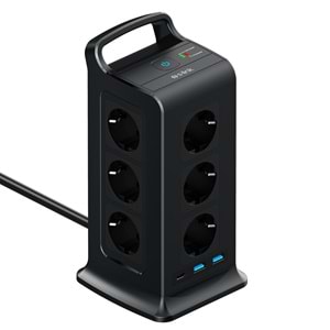 S-link PRZ02 VoltBar 12'li 2M Akım Korumalı Grup Priz 2 USB + Type-C PD 1050J