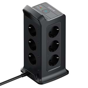 S-link PRZ02 VoltBar 12'li 2M Akım Korumalı Grup Priz 2 USB + Type-C PD 1050J