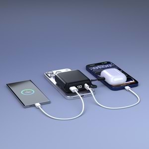 S-link M10L 10000mAh Magsafe 15W PD22.5W+QC3.0 18W Siyah Led Logo Şarj Cihazı Powerbank