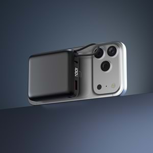 S-link M10L 10000mAh Magsafe 15W PD22.5W+QC3.0 18W Siyah Led Logo Şarj Cihazı Powerbank