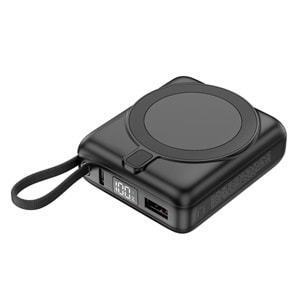 S-link M10L 10000mAh Magsafe 15W PD22.5W+QC3.0 18W Siyah Led Logo Şarj Cihazı Powerbank