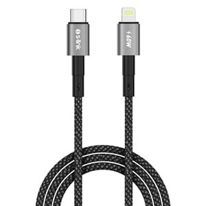 S-link Armor MCL-01 30W 1m Type-C to Lightning PD Örgülü Metal Başlıklı Siyah Hızlı Şarj Kablosu