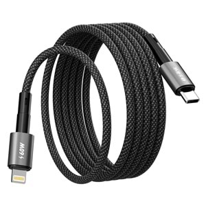S-link Armor MCL-01 30W 1m Type-C to Lightning PD Örgülü Metal Başlıklı Siyah Hızlı Şarj Kablosu